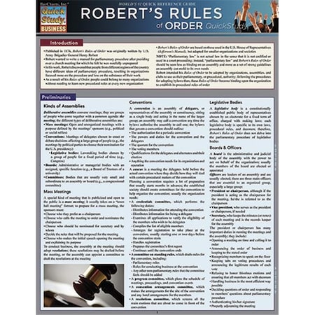BarCharts 9781423216674 Roberts Rules Of Order Quickstudy Easel